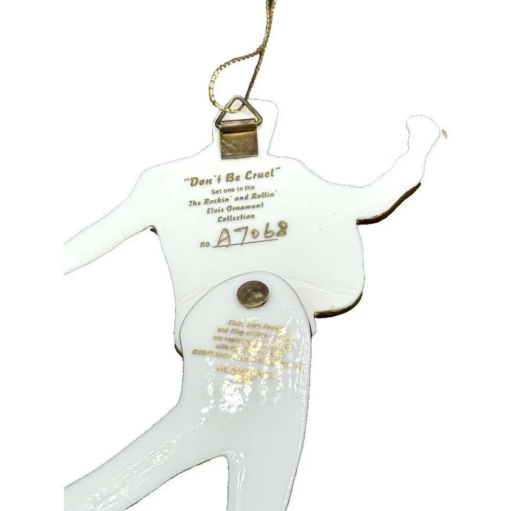 Set of 2 Bradford Rockin n Rollin Elvis Presley Ornament  A07068  2001 COA 38871